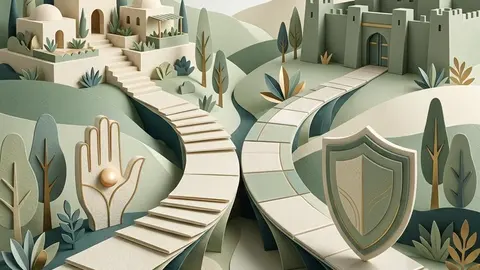 Two paper payment paths split around a ceramic security key