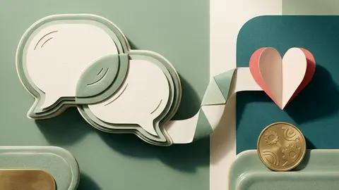A paper heart joined to a fragile chain of ceramic coins