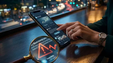 A social media investment advert on a phone viewed through a magnifying lens